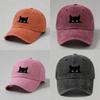 Small Black Cat Print Cotton Baseball Cap With Sun Protection For Casual Outdoor Activities