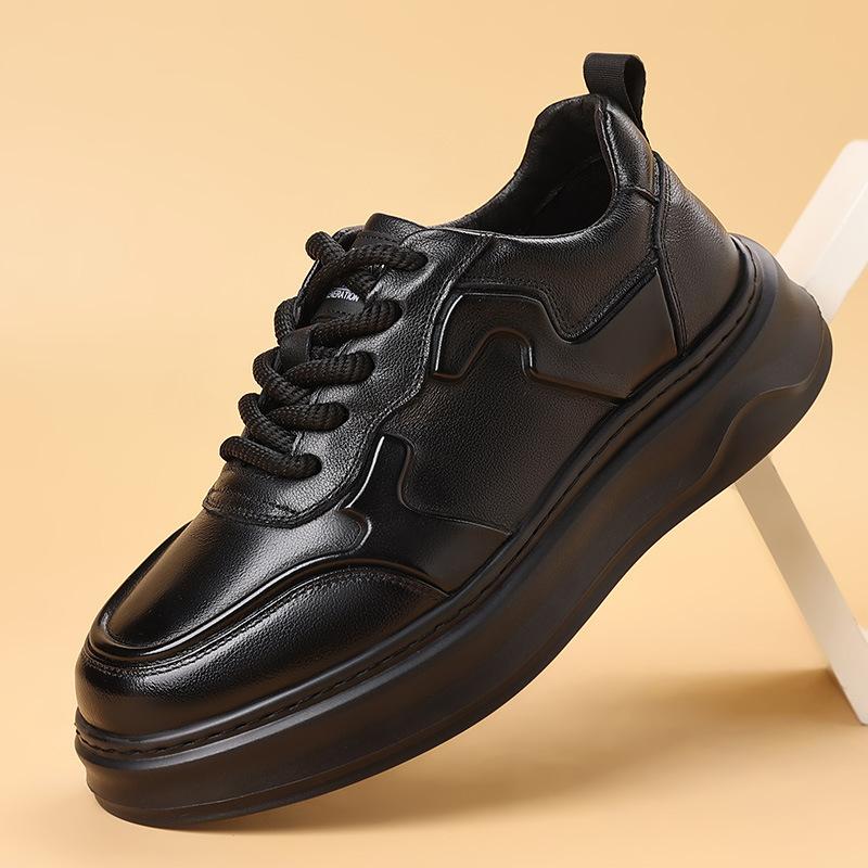 Trendy brand autumn new board shoes men's leather platform leisure sports white shoes men's shoes men's advanced sense ruffian handsome