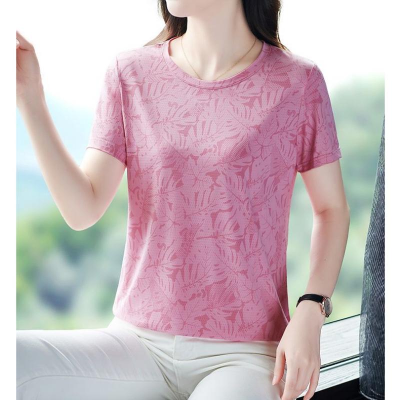 Letni T-shirt z krótkim rękawem z okrągłym dekoltem, nowy temperament, moda, luźny, z nadrukiem, damski, patchworkowy, wszechstronny, oddychający, cienki top