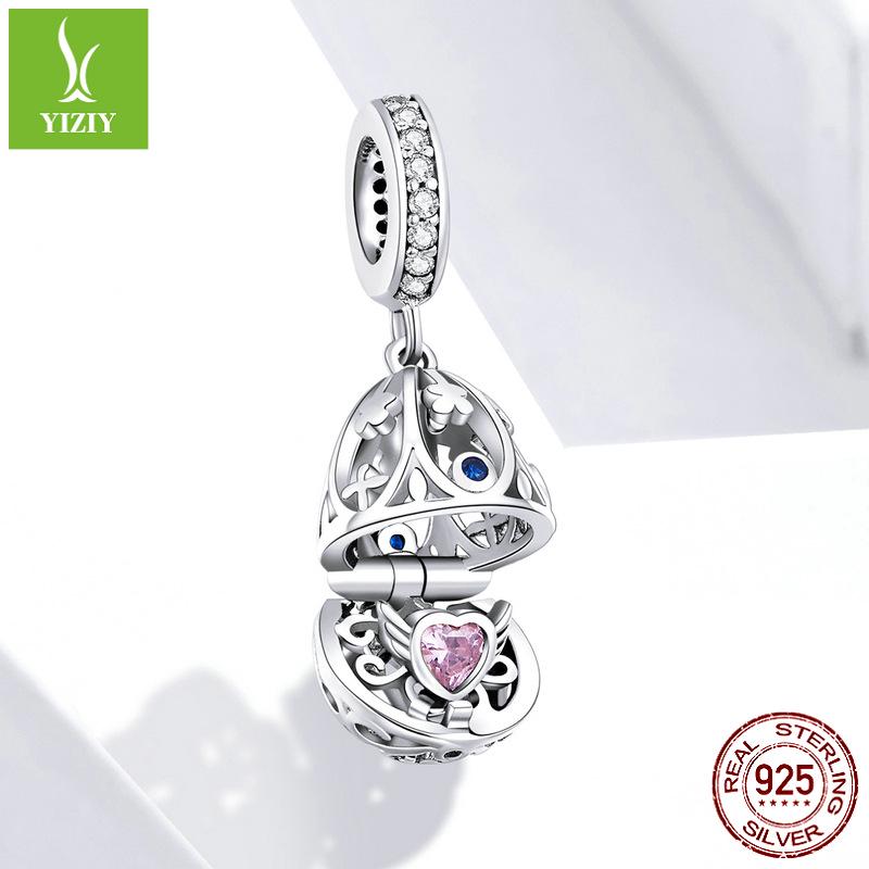 Ziyun Silver S925 Easter Egg Pendant: Fashionable, Openable, DIY Beaded Accessory SCC1465