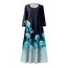 Summer Dress For Women Casual Printed Comfortable Fashion Printed 3/4 Length Sleeve Pocket Dress