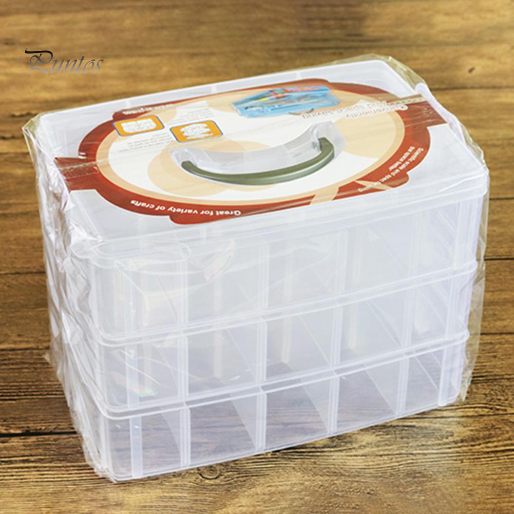 Puntos 3-vrstvý průhledný šperkový korálek Pilulky Řemeslný úložný organizér Přihrádka Pouzdro