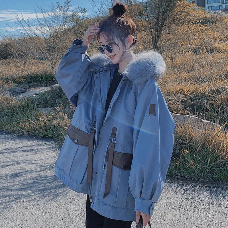 

Winter Pajamas Women s Mid-length Plus Velvet Cotton-padded Loose Cotton-padded Women XS синій