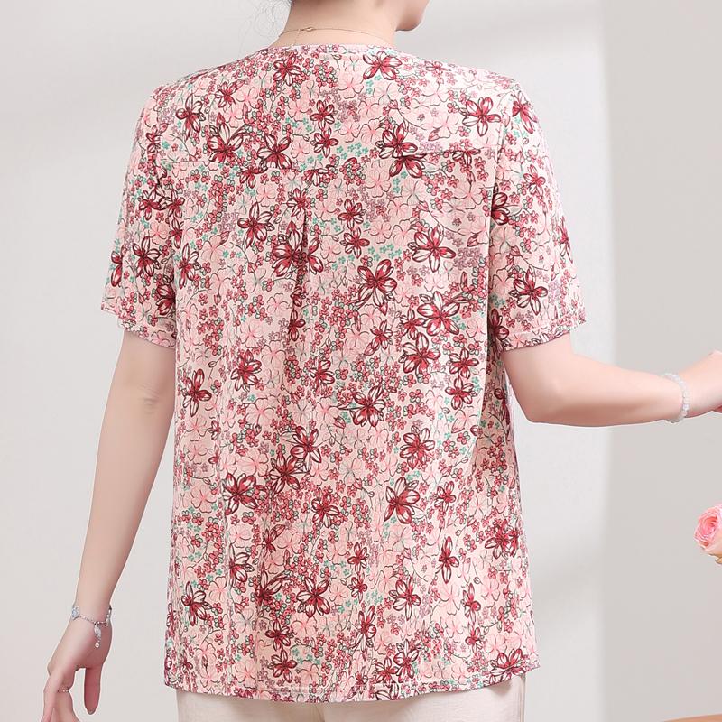 Plus Size Elegant Women's Blouses Summer Oversize Tops Woman Casual Short Sleeve Shirts