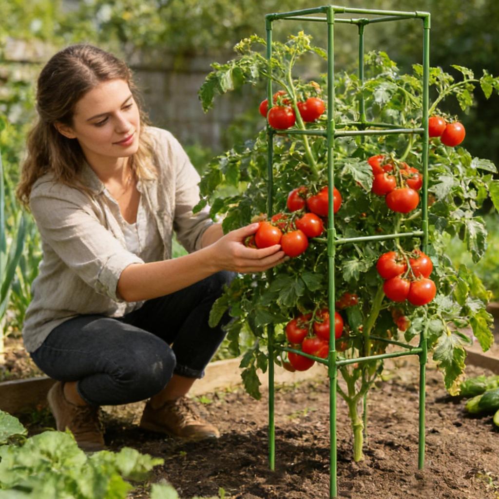 Tomato Cage 64 Inch Square Heavy Duty Stakes Cucumber Trellis Plant Cage Support for Climbing Vine Flower Vegetable Fruit Indoor
