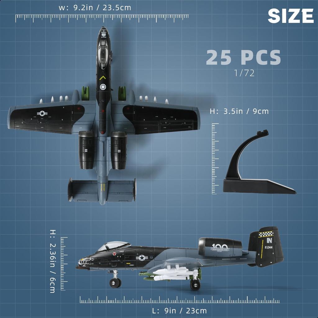 A-10 Fighter 1/72 Plastic Assembly Scale Plane Model (Including Base) Home Ornament Collection Decoration Gift Toys Airplane