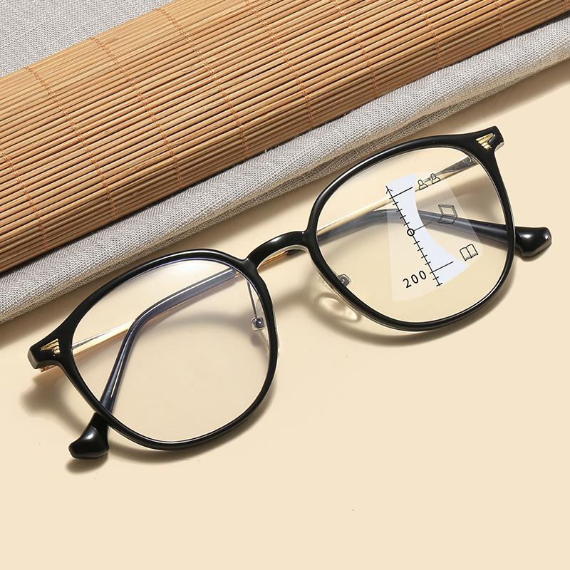 Fashion 2024 Fashion Round Frame Reading Glasses Men Women Blue Light Blocking Progressive Multifocal Glasses Retro Far Sight Eyeglasses