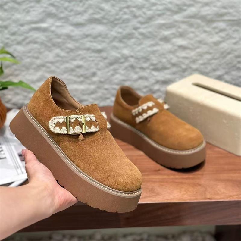 Retro versatile new autumn and winter muffin thick sole heightened non-slip one-pedal casual single shoes
