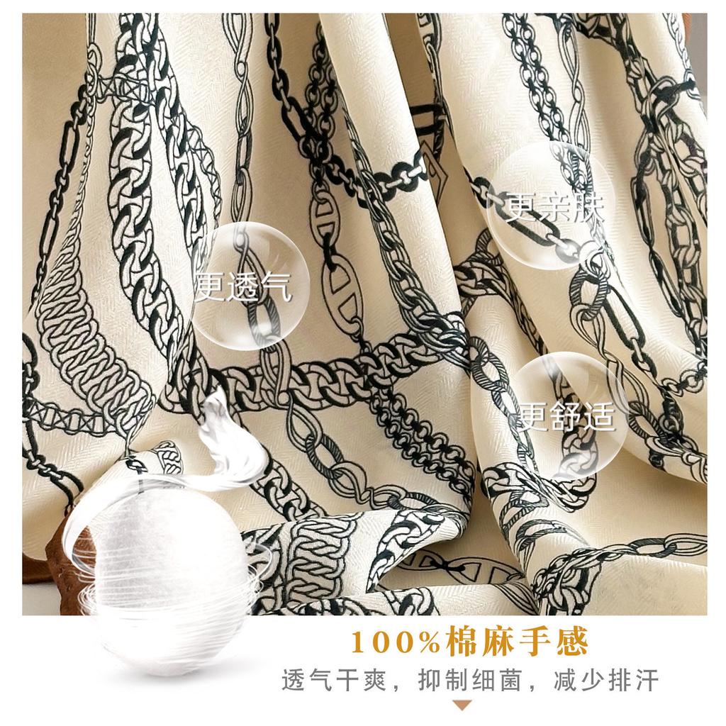 White Chain 71 Yarn Scarf Simulation Silk Small Square Scarf Female Korean Version Small Fresh Thin Silk Scarf Neck Protection Mother Scarf