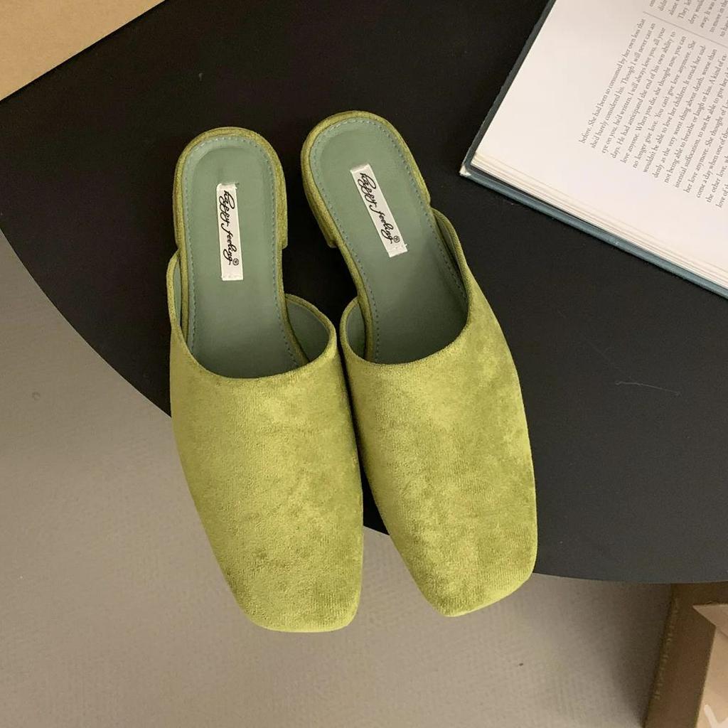 Fashion Bailamos 2025 Women Flat Shoes Fashion Round Toe Slip On Mules Shoes Soft Flat Heel Outdoor Casual Dress Sandal Shoes