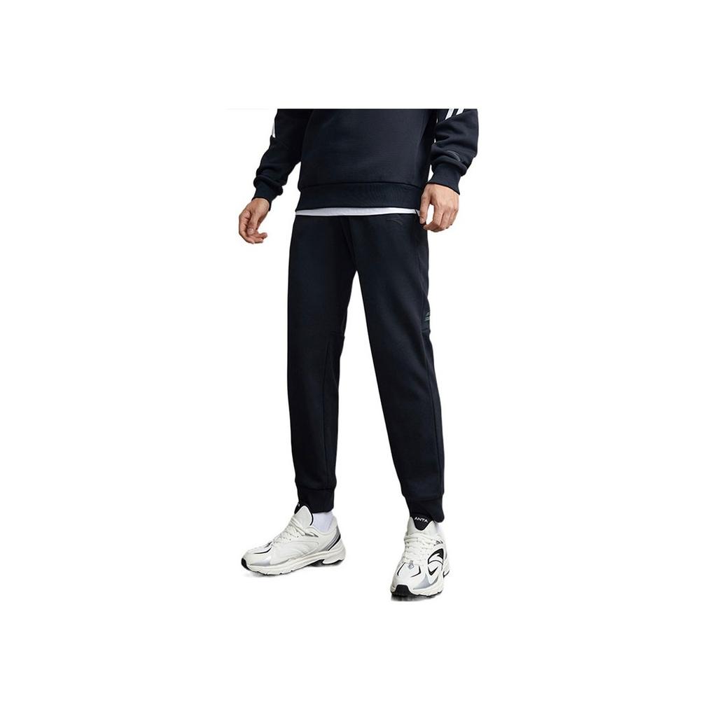 Anta Solid Print Elastic Waistband Sports Pants Men Bottoms Black 152247304-3