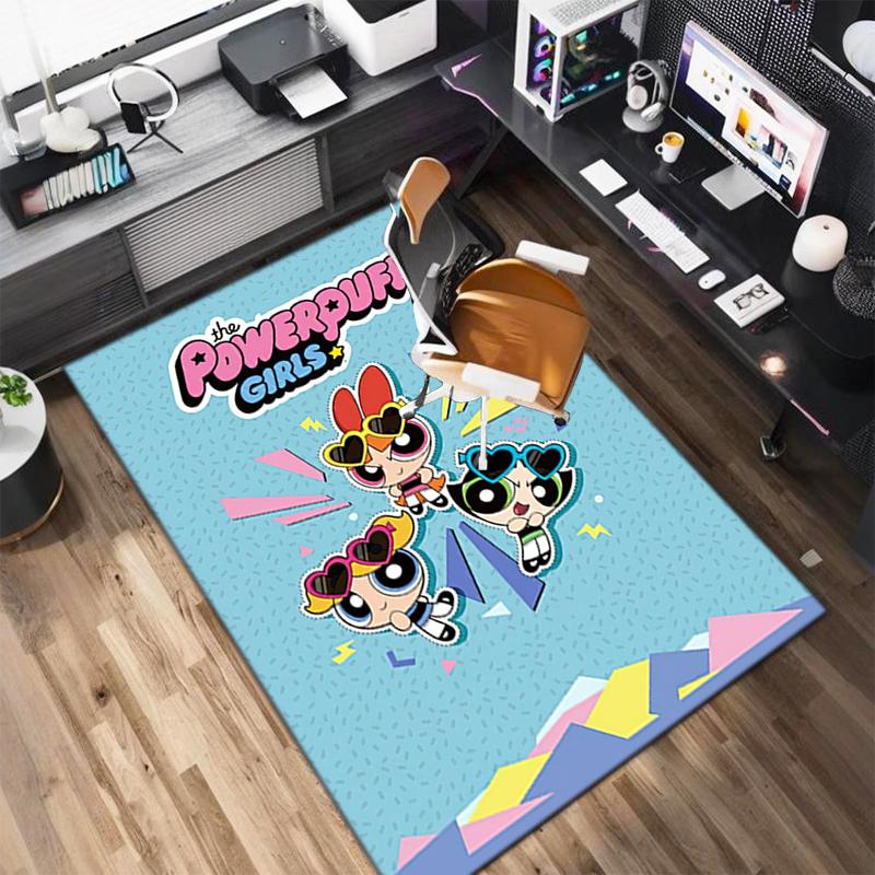 1Pc The Powerpuff Girls Printed rectangle carpet, home door mat, outdoor travel protection carpet A8