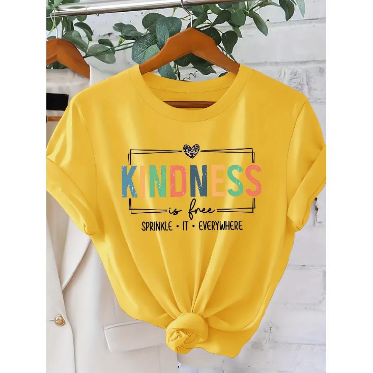 „FREUNDLICHKEIT ist kostenlos“ Bunte und süße Charity-Drucke T-Shirt Elegante Vintage-Damenkleidung, ein Geschenk für die Schulanfangszeit Schön