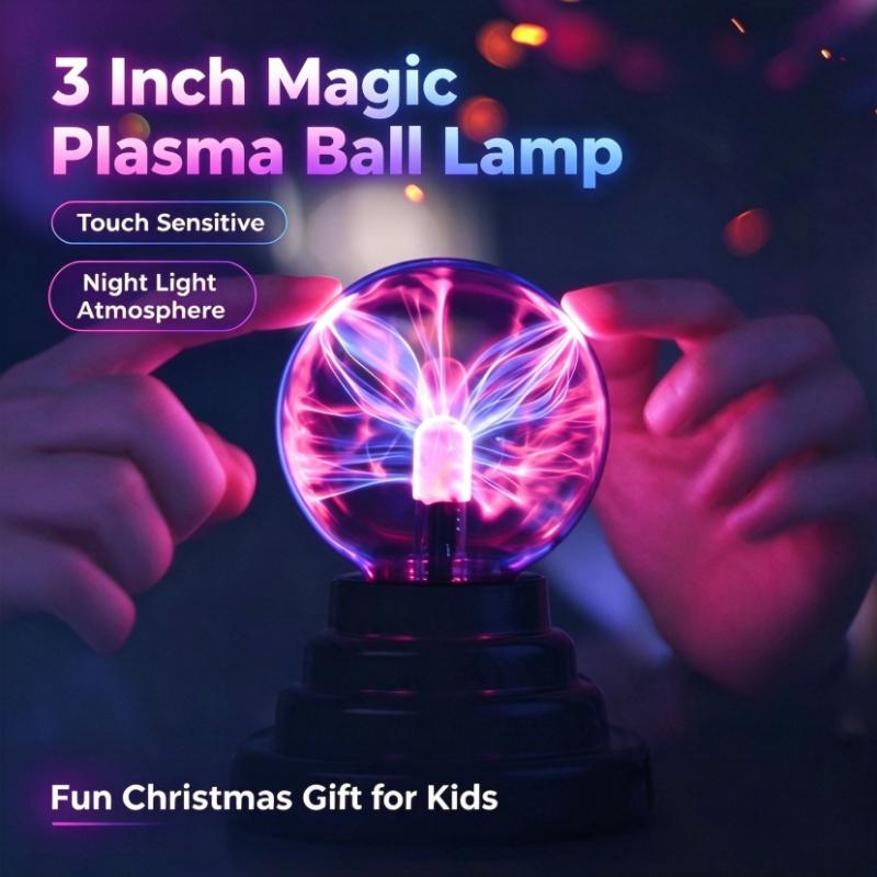 3 Inch Magic Plasma Ball Lamp Electric Lamp Night Light Touch Atmosphere Christmas Kid Gift Table Lights Sphere Plasma Lamp