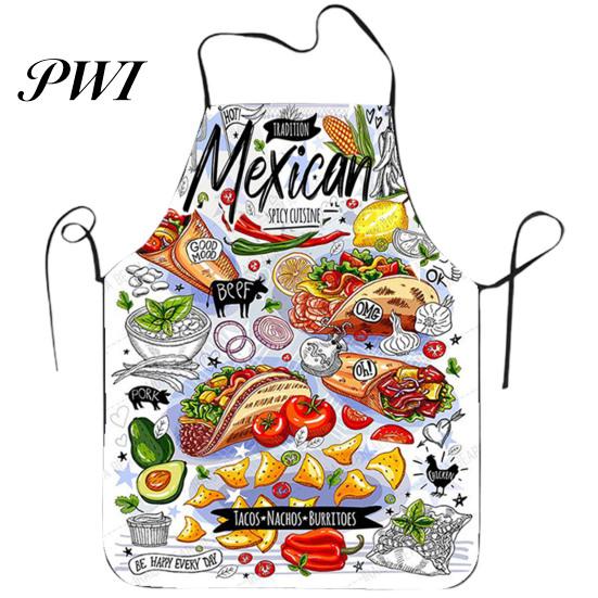 Baking Apron Cooking Sleeveless Comfortable Wearing Clear And Real Image Reusable Unisex Anti-stain Waterproof Polyester Pizza Pattern Kitchen