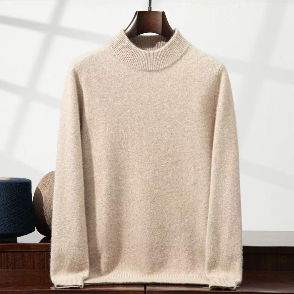 New thickened cashmere sweater semi-turtleneck sweater with cashmere bottoming knitted sweater