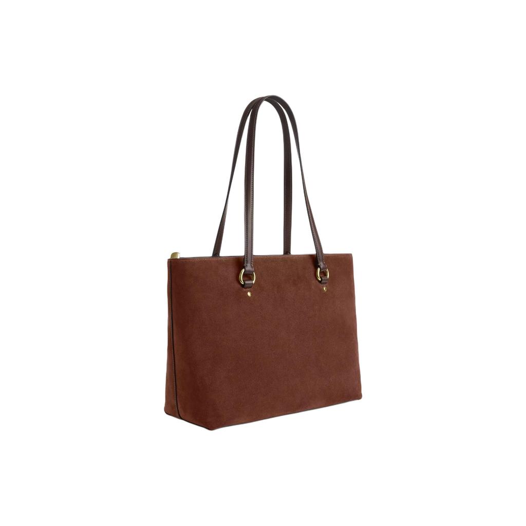 Coach Station 35 Logo Suede And Smooth Leather Tote Bag Women Tote Bags Vintage-Brown CCC77-IME0S