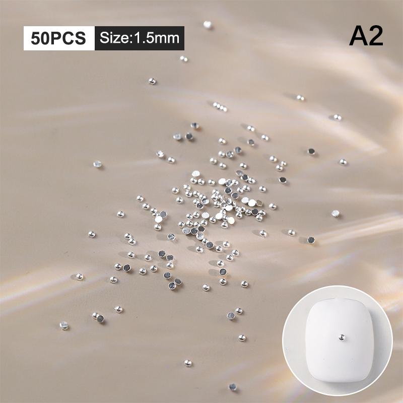 

50 шт. мини-полукруглые бусины из нержавеющей стали в виде икры, украшения для ногтей, микрошарики, гель-лак, маникюрные принадлежности A2