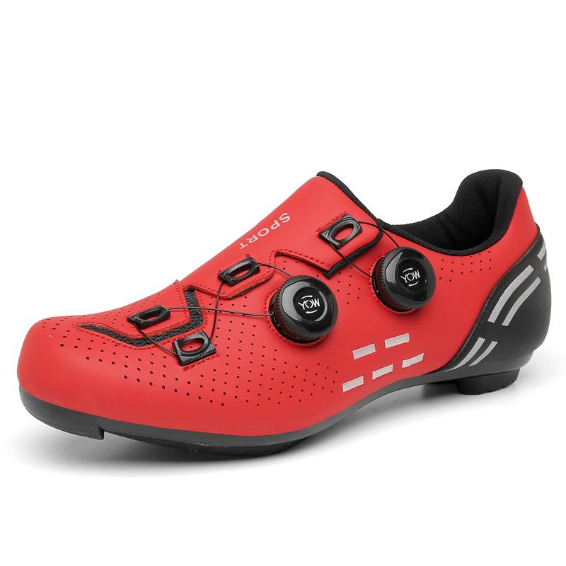 T2021 Cycling Shoes: Versatile Men's and Women's Bicycle Footwear with Rotary Buckle, Lock and Lockless Options, Durable Leather Surface