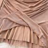 Women Casual Sleeve Long Neck V Solid Color Dress Waist High A Line Sheath Spring Elastic Mini