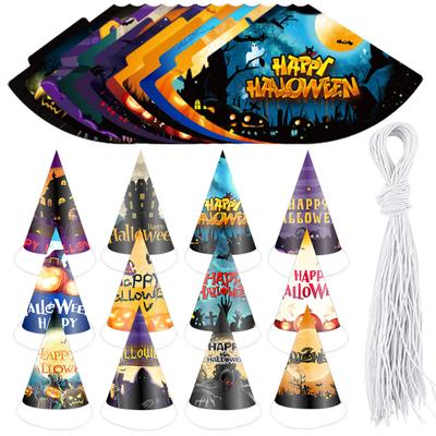 Halloween Ghost Party Hat Stretch Cord Paper Hat Pumpkin Castle Kids Birthday Hat