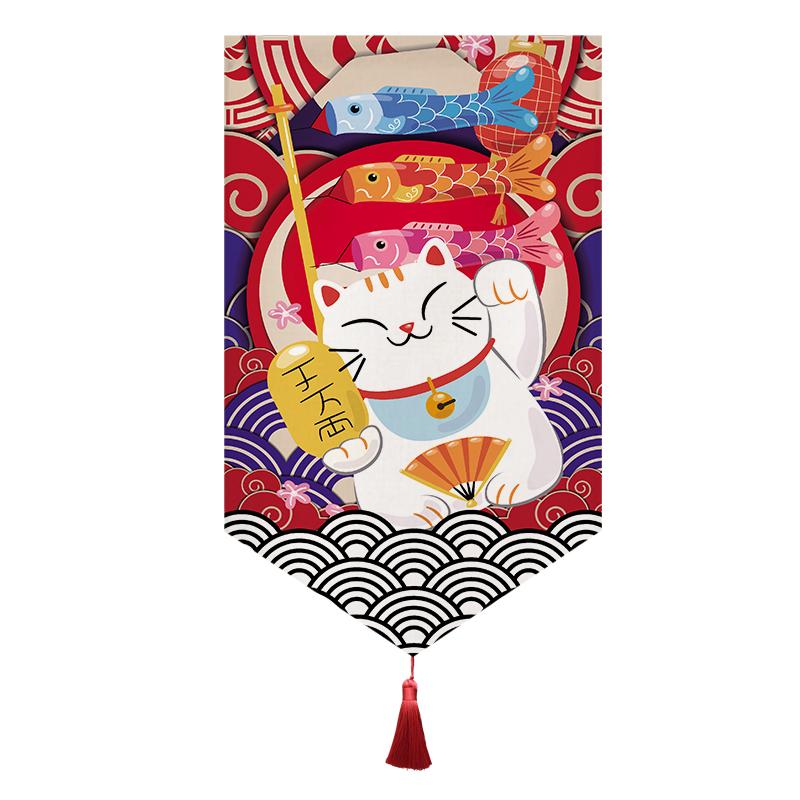 Japanese Short Curtain Doorway Noren Sushi Shop Triangle Flag Kitchen Home Decor Drapes Ramen Restaurant Hanging Half-Curtain