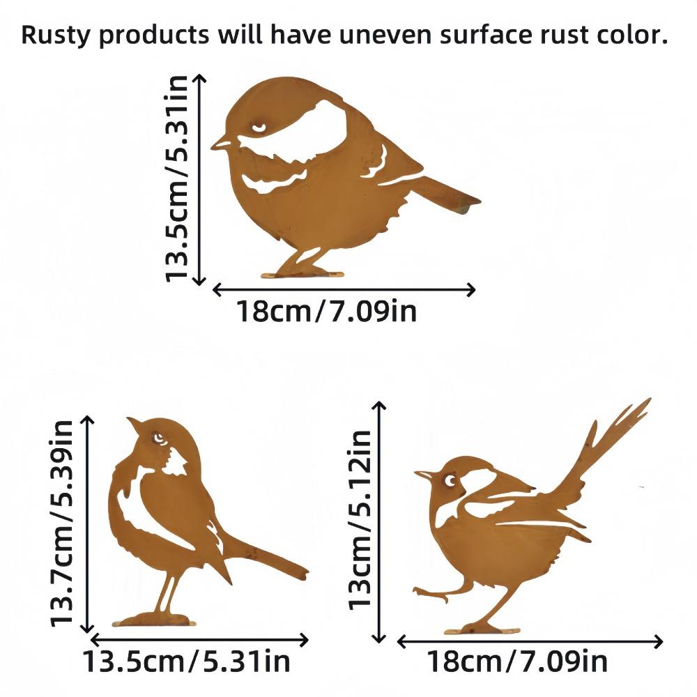 New Rustic Style Metal Birds Statue Ornament Sculpture Metal Bird Ornament Metal Outdoor Garden Decor Lawn