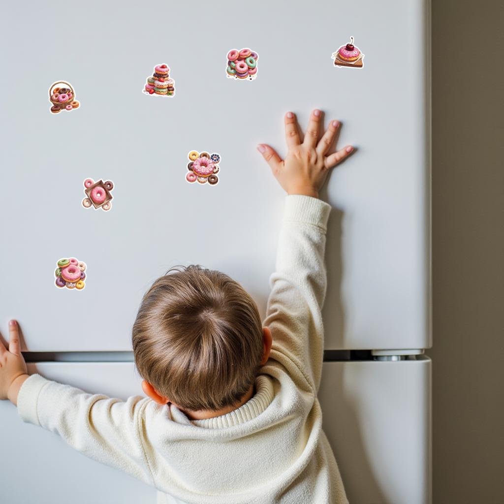 35-100pcs Sweet Donut Stickers Cute Stickers Aesthetic Kawaii Diy Travel Luggage Fridge Decal Graffiti Sticker