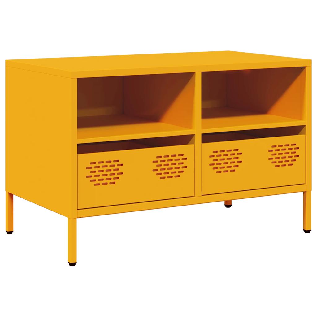 TV Stand Mustard Yellow 68 X 39 X 43.5 Cm Cold Rolled Steel