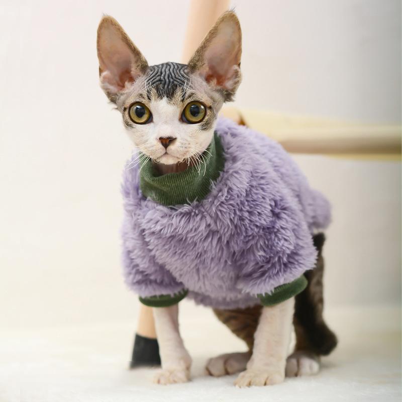 New Turtleneck Cat Sweater Coat Winter Warm Hairless Cat Clothes Soft Fluff Pullover Shirt Maine-Coon Cat Chihuahua Pet Clothing