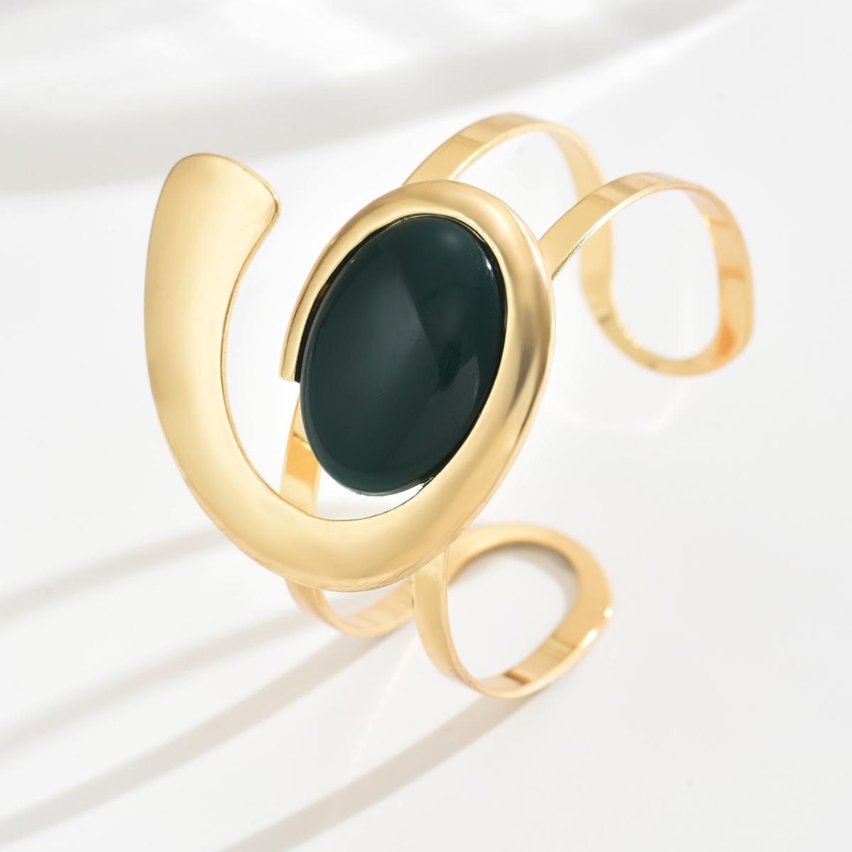 

1 шт. Модный преувеличенный дизайн, геометрический металлический стиль, минималистский открытый браслет, подходящий для повседневного ношения, отпуска и подарков на свидание one-size золотистый