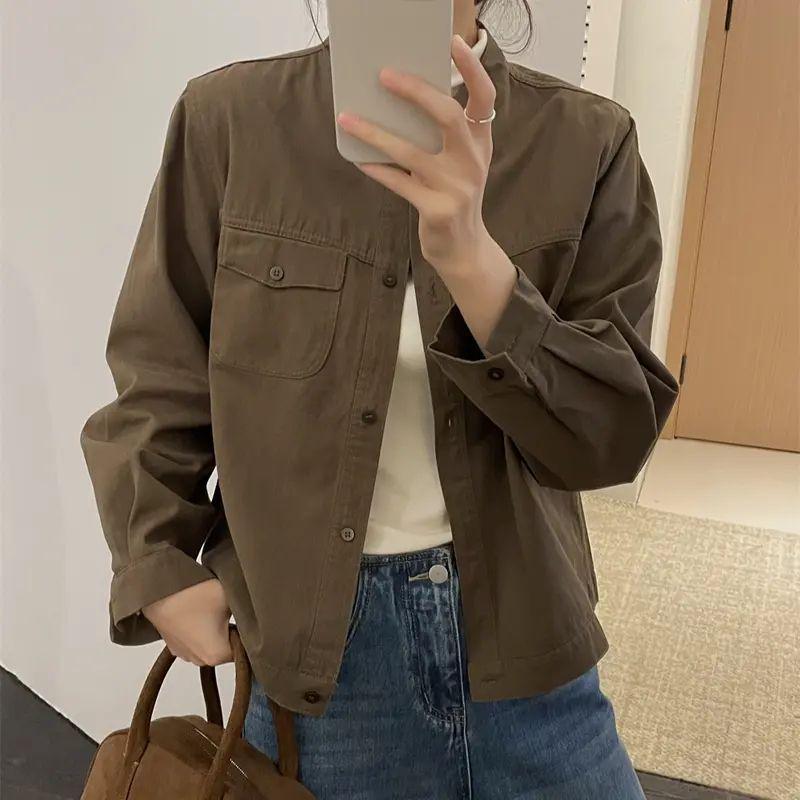 Autumn Retro Stand Collar Short Jacket - Versatile Casual Workwear Top