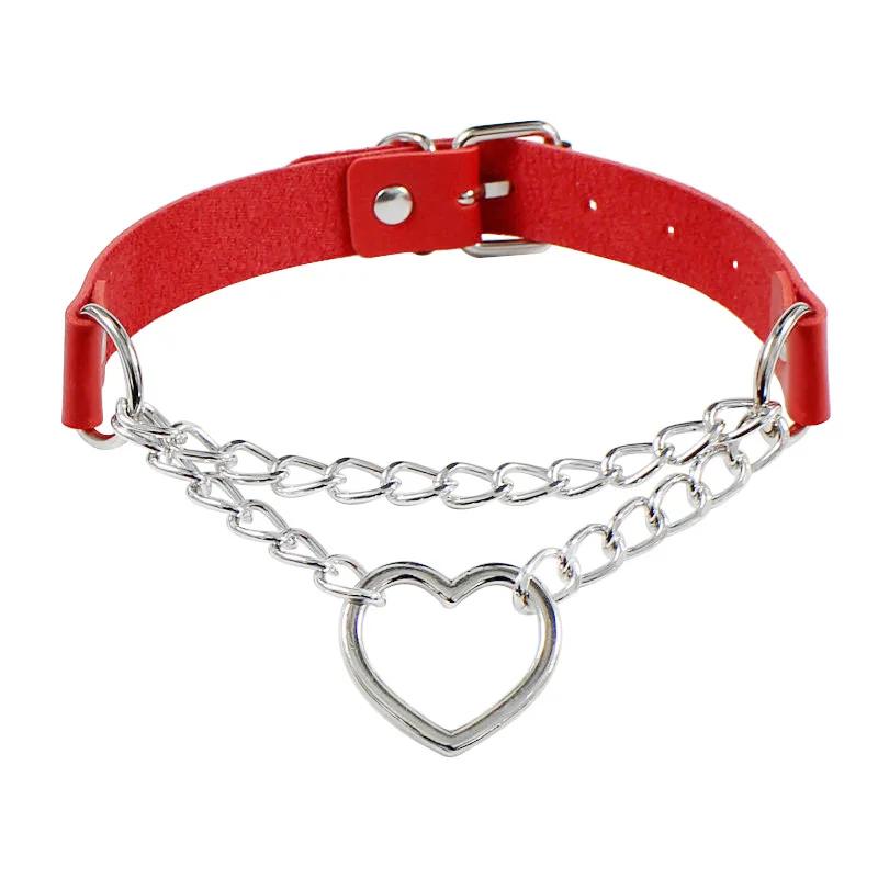

Gothic Punk Heart Choker Necklace for Women Grunge Emo Black Leather Chain Collar Alternative Jewelry Accessory червоний