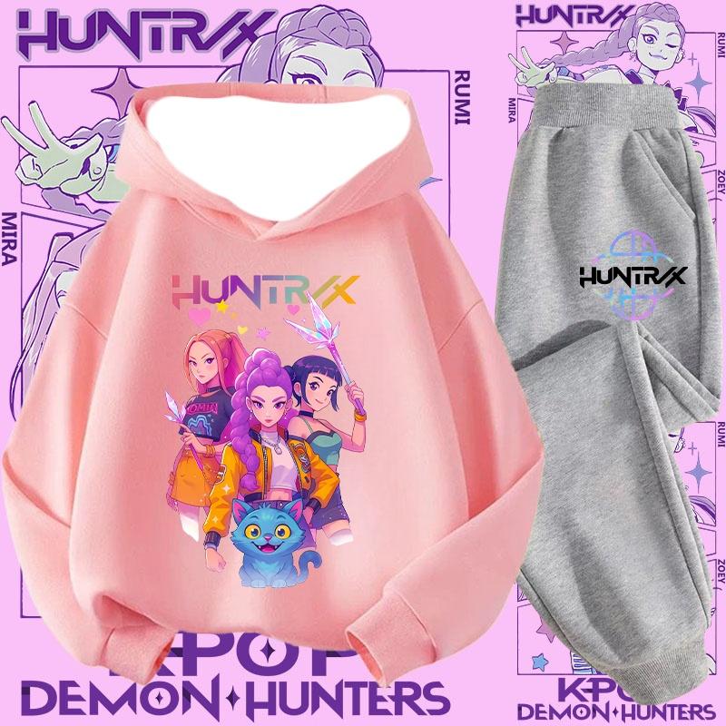 

Fall Winter Hoodie Set Printed Pattern Loose Sporty Fashion Hoodie Casual Clothing Sets Girls 110