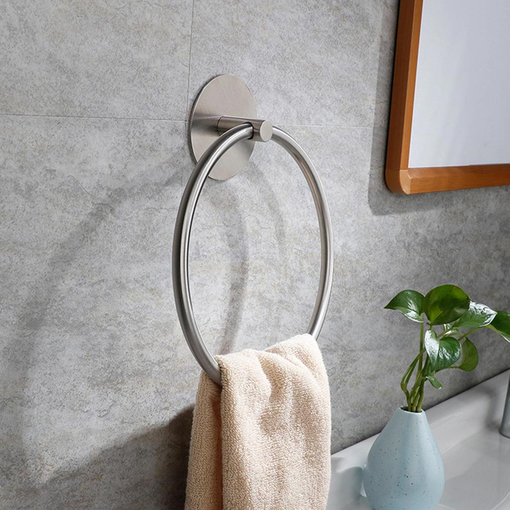 Stainless Steel Towel Rings Hand Towel Holder Bathroom Wall Mounted Kitchen Towel Rack Self Adhesive Bathroom Accessory