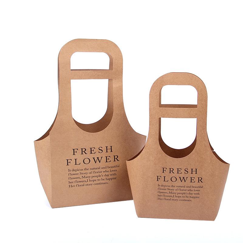 Foldable Waterproof Flower Bag Letter Box Kraft Paper Gift Bags 3Pcs Handbag