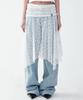 Nigaennikol Lace Shirring Flare Midi Skirt_Ivory