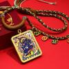 Schwarzer Jambhala Gold Mahakala Thangka Anhänger Halskette mit Acht Glückssymbolen & Lotus GAU Box