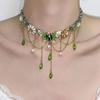 Imitation Pearl Tassel Crystal Necklace Sweet Women's Choker Rhinestone Butterfly Necklace  Girls