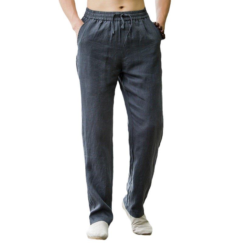Men's Retro Chinese Style Linen Summer Trousers - Loose, Thin, Straight Casual Pants.