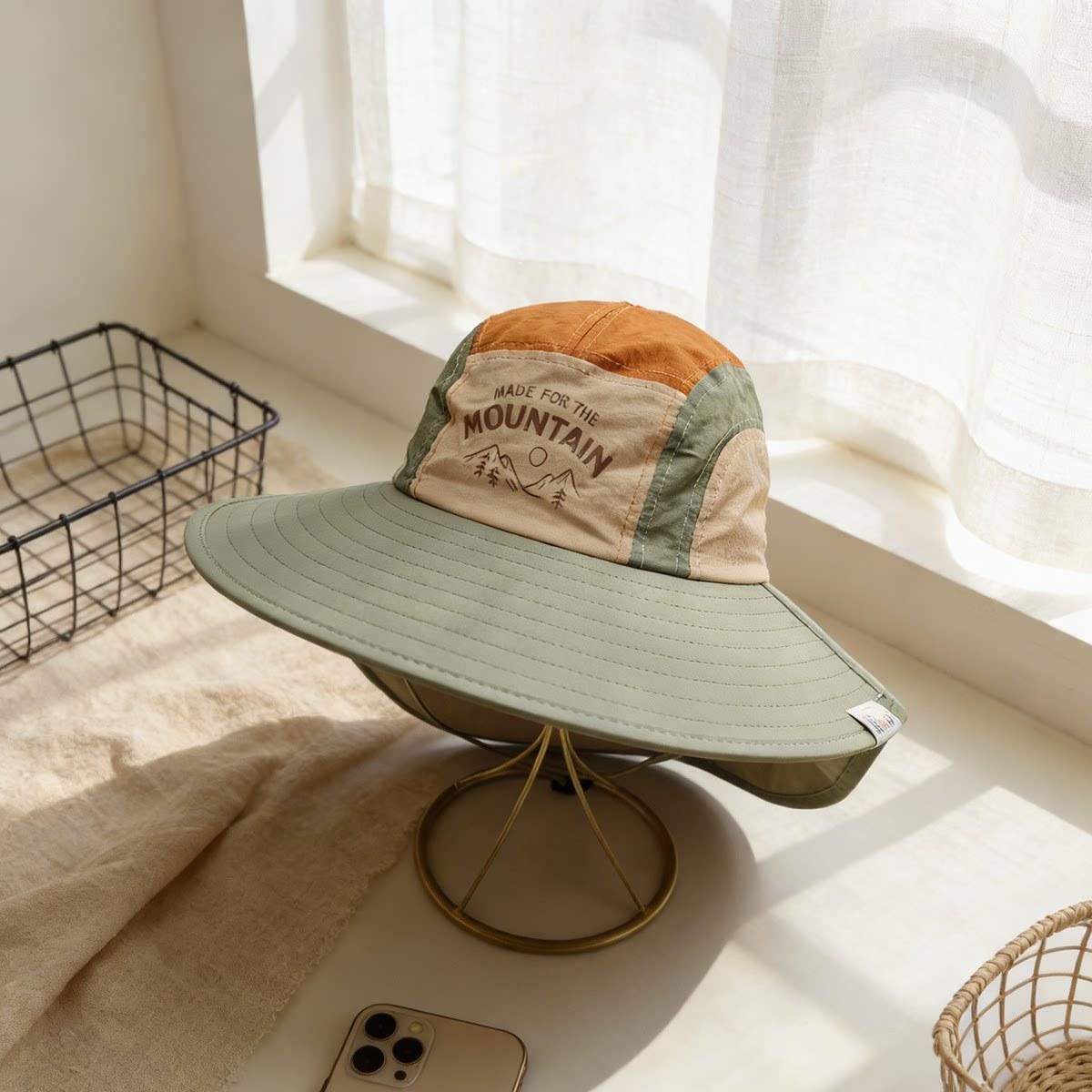 

Kids Quick Dry Fishing Hat 50-54cm 2-8 Years Boys Sun Protection Cap with Flap UPF 50+ Outdoor Children Hats Letter Pattern 50-54CM зелений