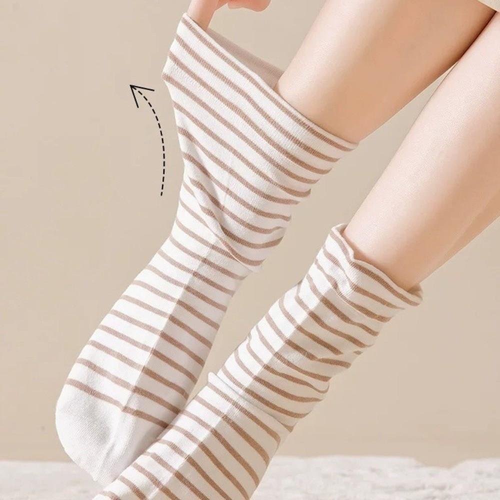 5Pairs Comfortable Striped Socks Colorful Women Tube Socks Korean Style Cotton Socks Sleeping Socks