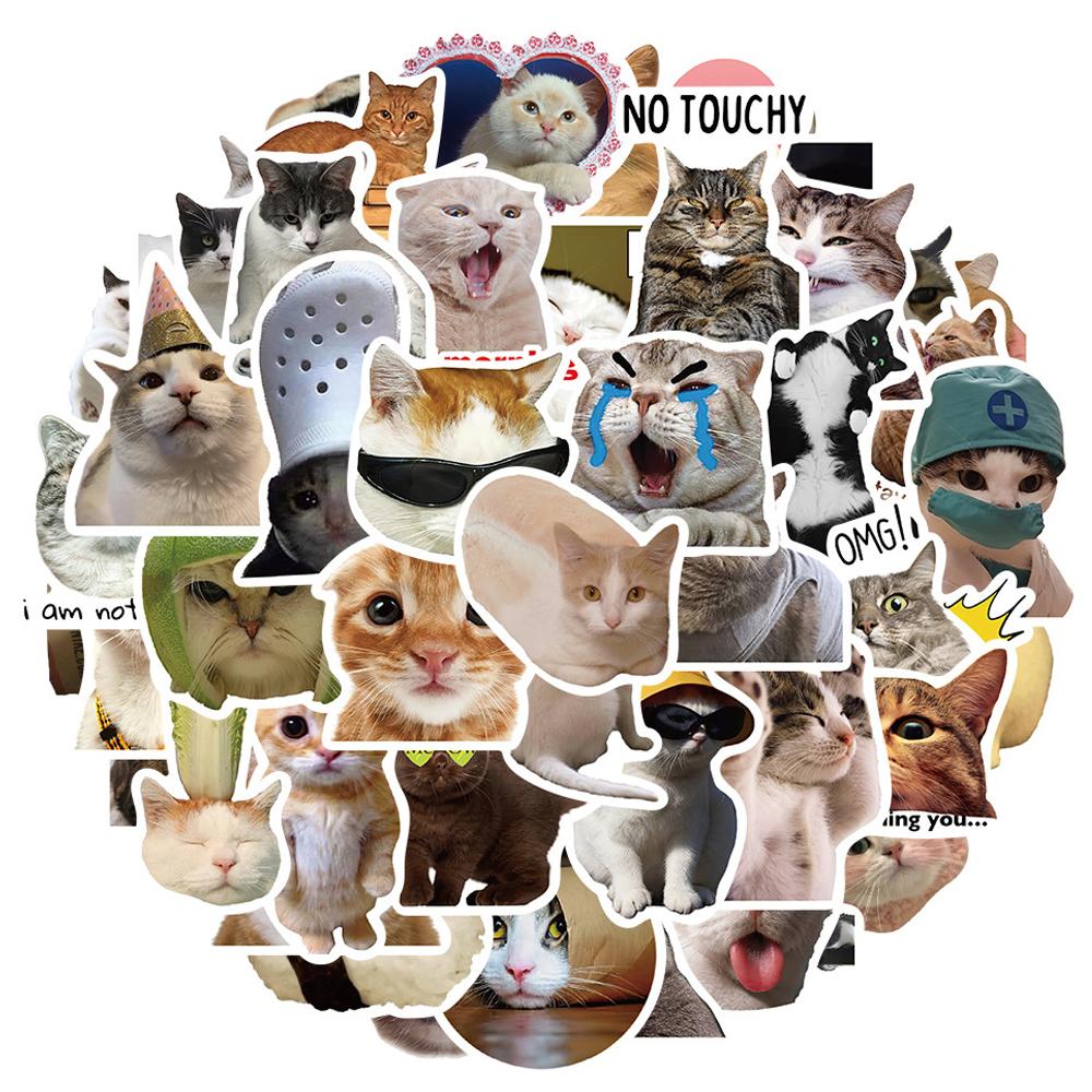 10/30/50pcs Cute Funny Animal Cat Meme Stickers Kawaii Kitten Graffiti Sticker DIY Scrapbook Phone Luggage Diary Decals Toy Gift