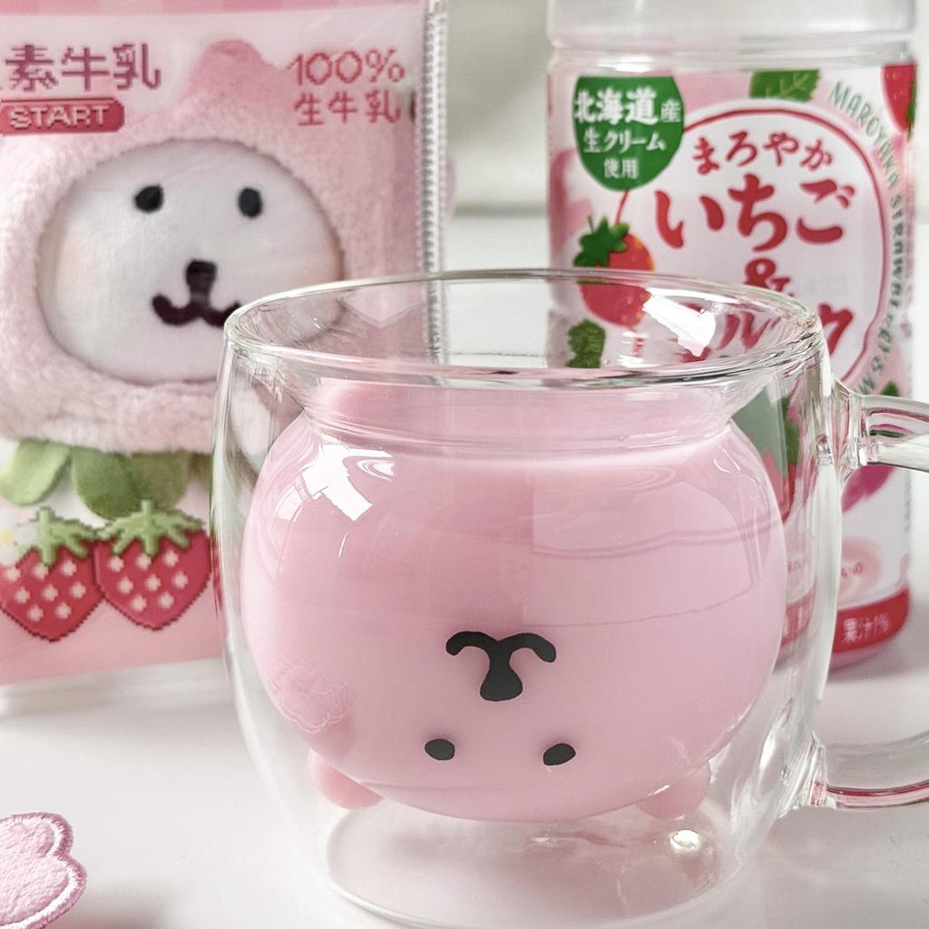 Kawaii 200Ml Double Wall Borosilicate Glass Mug Self Mocking Bear With Handle Coffee Juice Cup For Home School Students Family