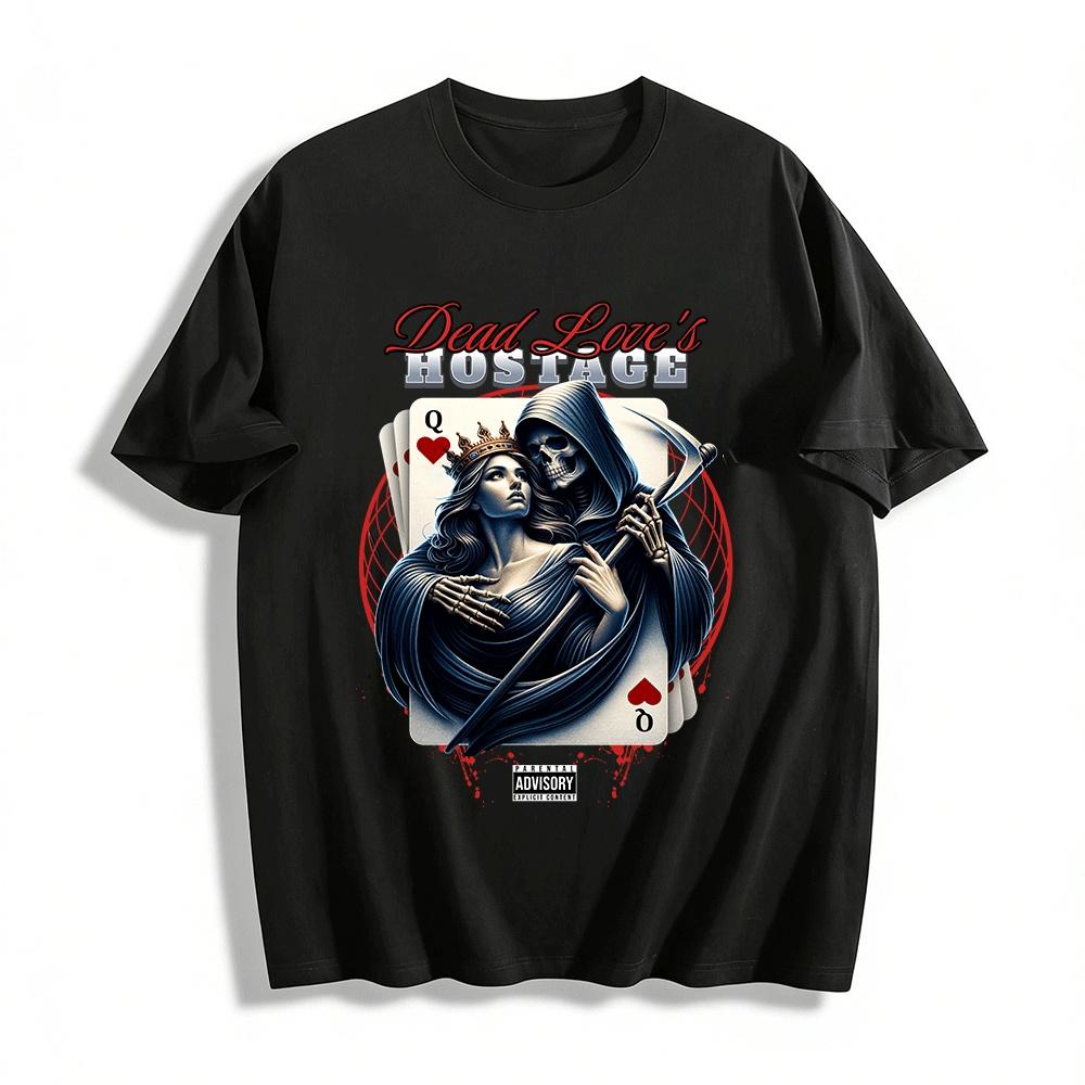 

Dead Love s Hostage Grim Reaper Queen Of Hearts Graphic Tee Pure cotton T-shirt XXS