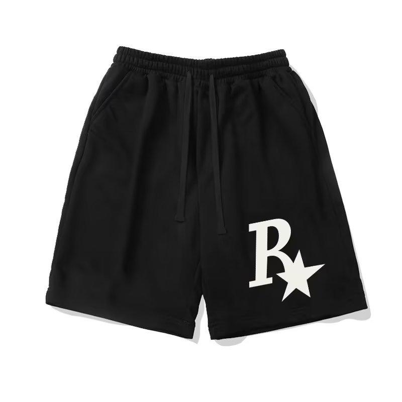 Fancy Style Studio Shorts Heren Zomer High Street Trend Vijfpuntsbroek Veelzijdig Losse Rechte Joggingbroek 8XL zwart