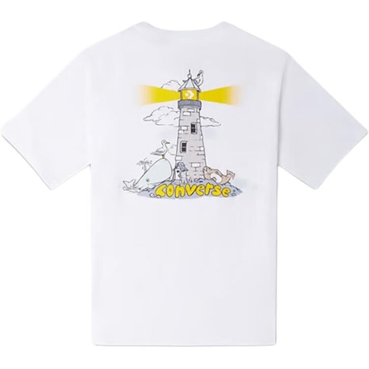 

New Converse T Shirts Men s White 10024760-A02 XL