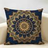 Luxury Golden Mandala Om Cushion Cover Natural Linen Organic Fabric DoubleSided Printing Room Sofa Decor Pillow Case
