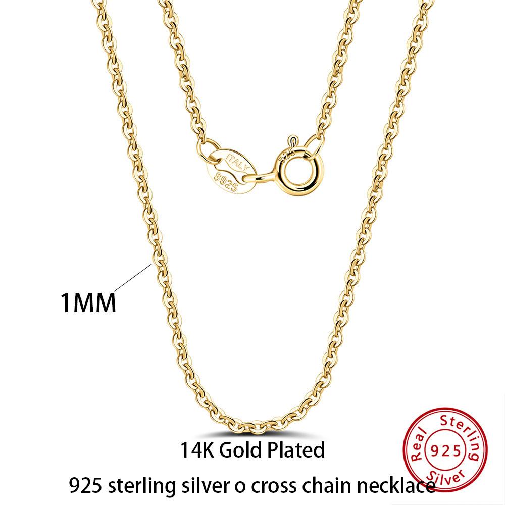 Effie Queen 100% 925 Silver Basic Chain Necklaces Box/Snake/Chopin/Figaro Beaded Chain 40-60cm Unisex DIY Casual Wear