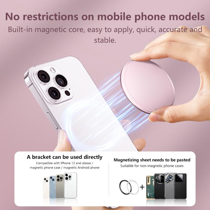Ultra Thin Rotatable Portable Invisible Back Sticker Multi Function Magnetic Phone Makeup Mirror Holder Stand Universal